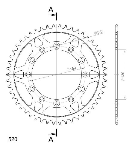 Supersprox acciaio rocchetto per catena 520 - 50Z (nero)