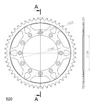 Supersprox acciaio rocchetto per catena 520 - 50Z (nero)