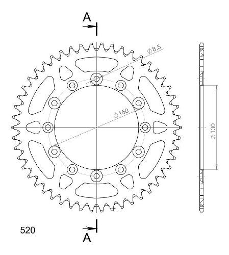 Supersprox aluminium roue d`entrainement 520 - 50Z (noir)