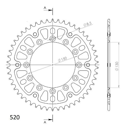 Supersprox Stealth rueda de cadena 520 - 50Z (rojo)