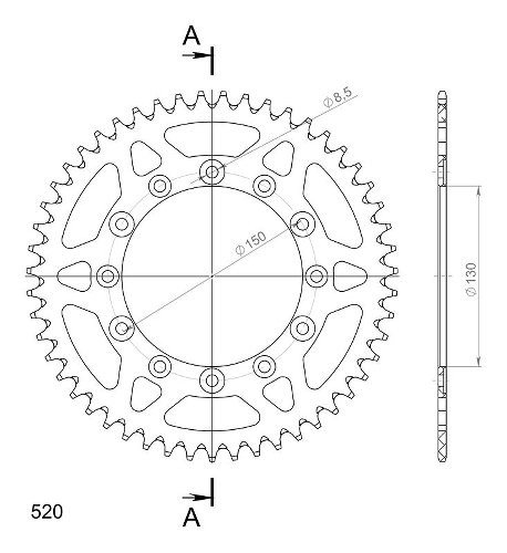 Supersprox aluminium roue d`entrainement 520 - 51Z (noir)