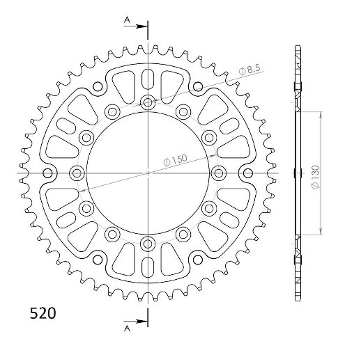 Supersprox Stealth rocchetto per catena 520 - 51Z (oro)