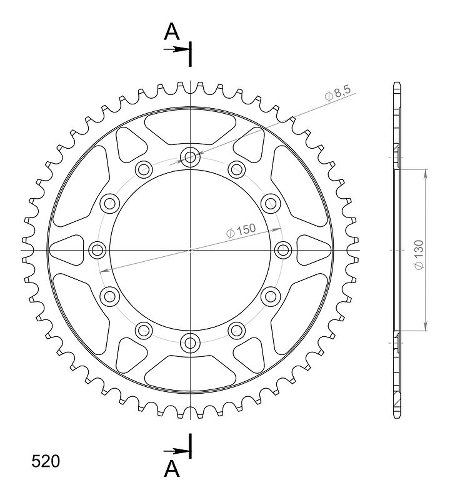 Supersprox Steel Chain wheel 520 - 52Z (black)