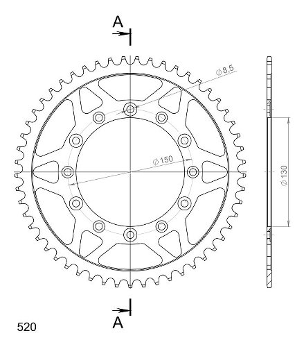 Supersprox Steel Chain wheel 520 - 53Z (black)