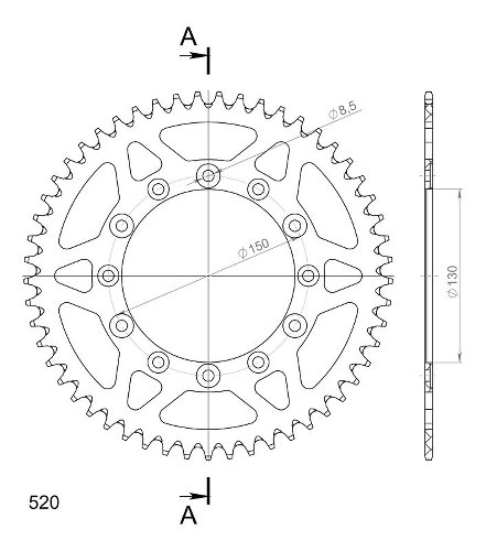 Supersprox aluminium roue d`entrainement 520 - 53Z (bleue)