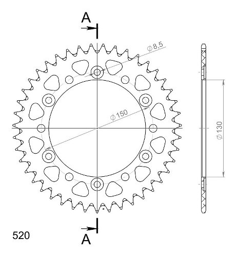 Supersprox alluminio rocchetto per catena 530 - 43Z (nero)