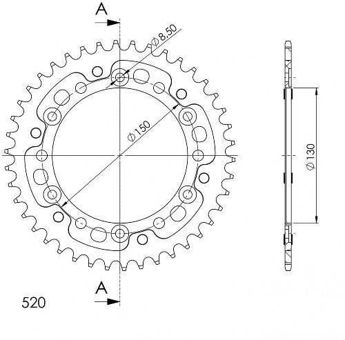 Supersprox Stealth rocchetto per catena 520 - 43Z (oro)