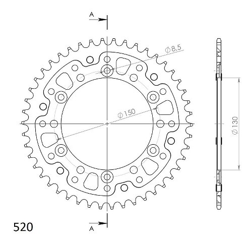 Supersprox Stealth rocchetto per catena 520 - 46Z (nero)