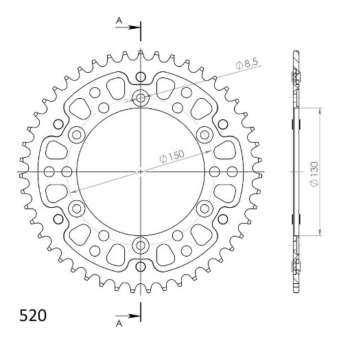 Supersprox Stealth rocchetto per catena 520 - 47Z (oro)