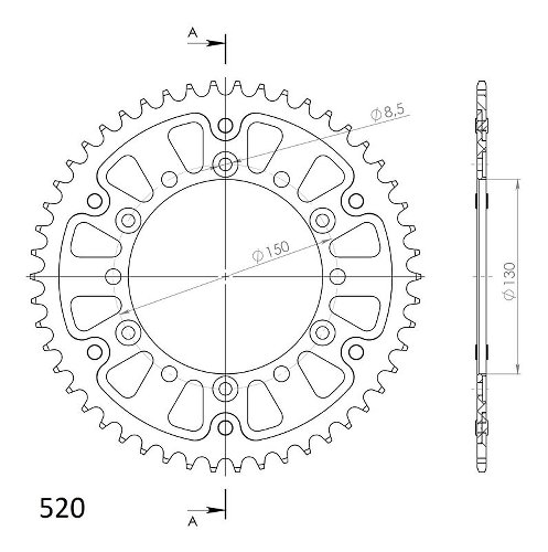 Supersprox Stealth rocchetto per catena 520 - 50Z (oro)