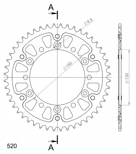 Supersprox Stealth rocchetto per catena 520 - 53Z (azurro)