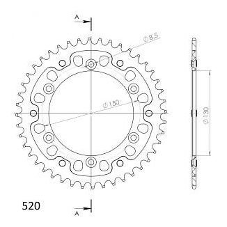 Supersprox Stealth rueda de cadena 520 - 44Z (negro)