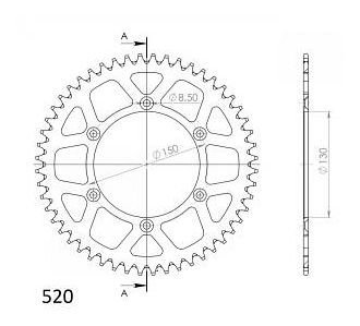 Supersprox aluminium roue d`entrainement 520 - 49Z (or)