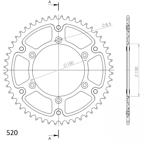 Supersprox Stealth-Kettenrad 520 - 55Z (silber)