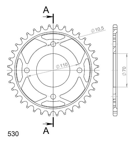 Supersprox acier roue d`entrainement 530 - 35Z (noir)