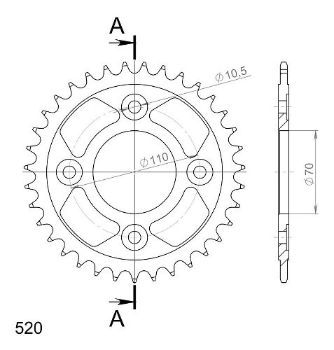 Supersprox acciaio rocchetto per catena 520 - 35Z (nero)