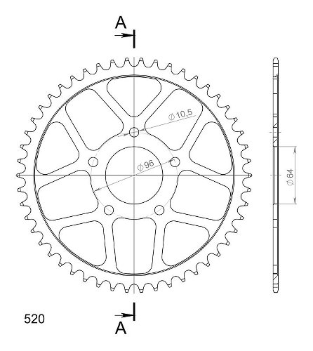 Supersprox acciaio rocchetto per catena 520 - 50Z (nero)