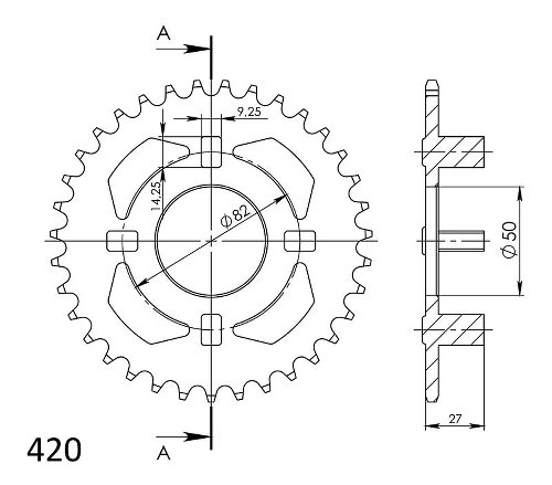 Supersprox Stahl-Kettenrad 420 - 35Z (schwarz)