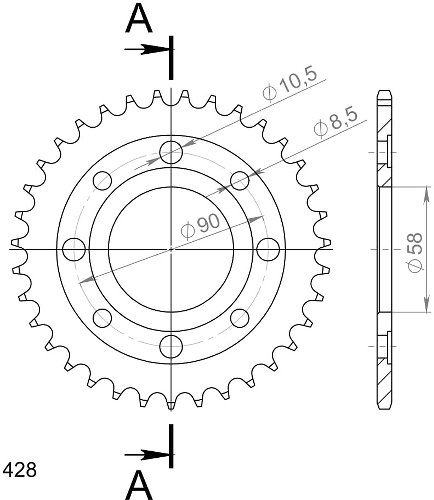 Supersprox Steel Chain wheel 428 - 34Z (black)