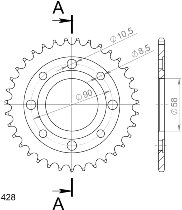 Supersprox acero rueda de cadena 428 - 34Z (negro)