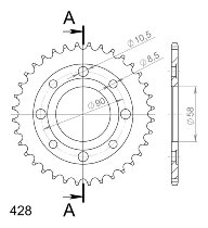 Supersprox acciaio rocchetto per catena 428 - 36Z (nero)