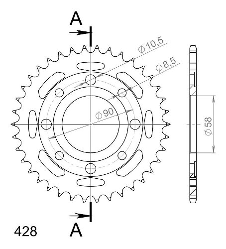 Supersprox acier roue d`entrainement 428 - 37Z (noir)