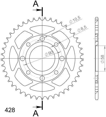 Supersprox Steel Chain wheel 428 - 46Z (black)