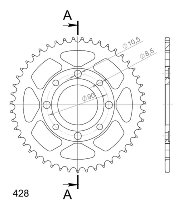 Supersprox acciaio rocchetto per catena 428 - 47Z (nero)