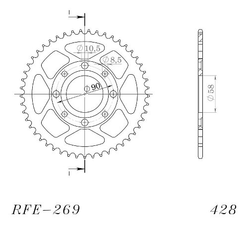 Supersprox acier roue d`entrainement 428 - 49Z (noir)