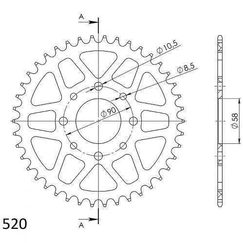 Supersprox aluminio rueda de cadena 520 - 39Z (argénteo)