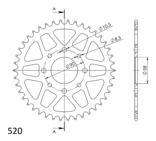 Supersprox aluminio rueda de cadena 520 - 42Z (anaranjado)