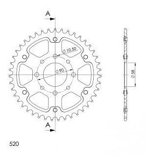 Supersprox Stealth rueda de cadena 520 - 43Z (oro)