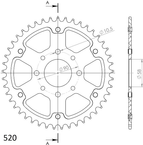 Supersprox Stealth rueda de cadena 520 - 45Z (oro)