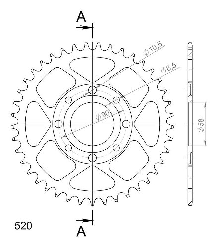 Supersprox acciaio rocchetto per catena 520 - 41Z (nero)