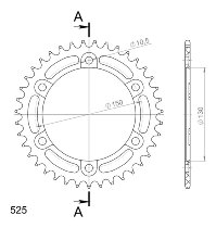 Supersprox aluminio rueda de cadena 525 - 39Z (negro)