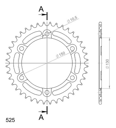 Supersprox Aluminium Chain wheel 525 - 40Z (black)