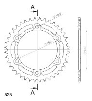 Supersprox aluminium roue d`entrainement 525 - 40Z (noir)