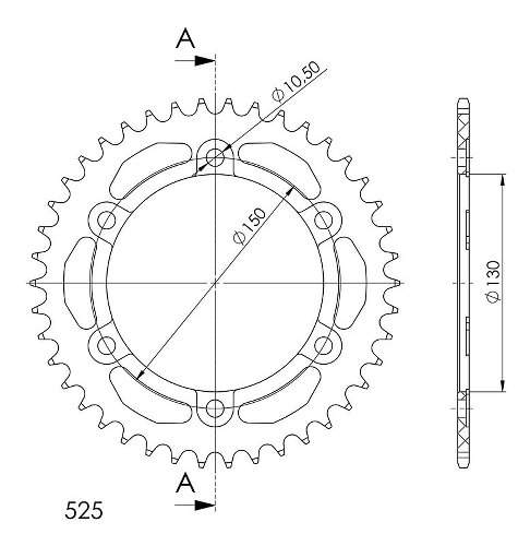 Supersprox aluminium roue d`entrainement 525 - 42Z (noir)