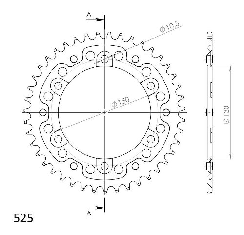 Supersprox Stealth rocchetto per catena 525 - 42Z (oro)