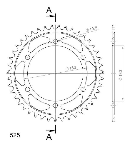 Supersprox Stahl-Kettenrad 525 - 43Z (schwarz)