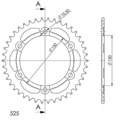 Supersprox Aluminium Chain wheel 525 - 46Z (black)