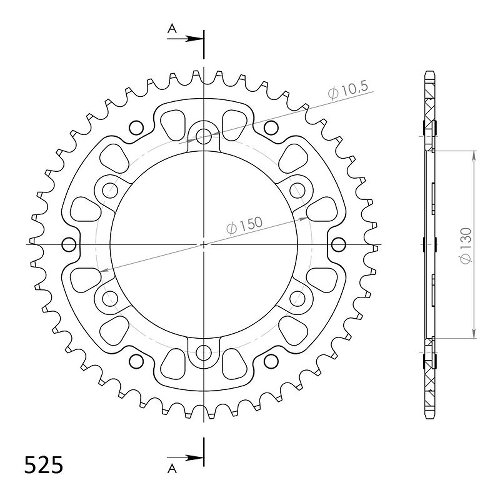 Supersprox Stealth rueda de cadena 525 - 46Z (oro)