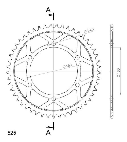 Supersprox acciaio rocchetto per catena 525 - 49Z (nero)