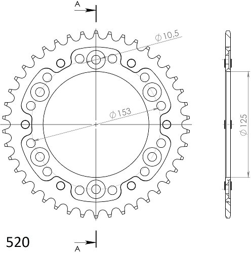 Supersprox Stealth rueda de cadena 520 - 42Z (rojo)