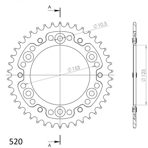 Supersprox Stealth-Kettenrad 520 - 43Z (rot)