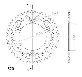 Supersprox Stealth rueda de cadena 520 - 45Z (negro)