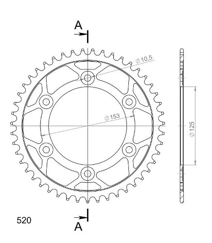 Supersprox acier roue d`entrainement 520 - 47Z (noir)