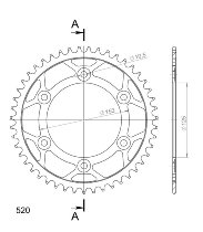 Supersprox acciaio rocchetto per catena 520 - 47Z (nero)