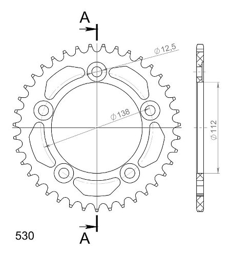 Supersprox aluminium roue d`entrainement 530 - 39Z (noir)