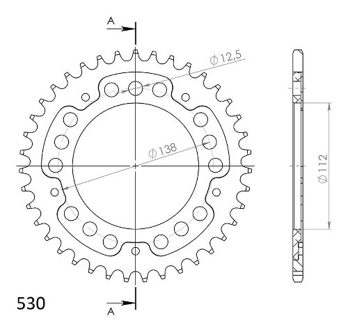 Supersprox Stealth rueda de cadena 530 - 39Z (negro)